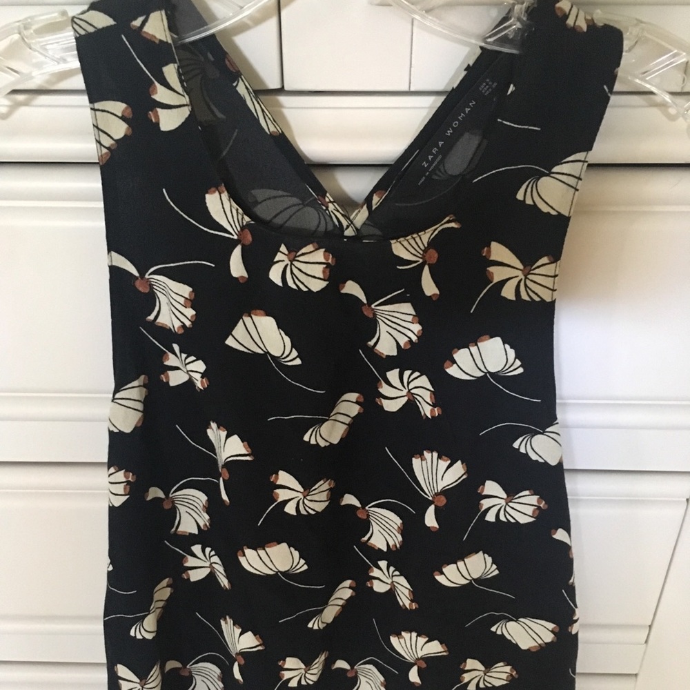 Zara Navy Peony Floral Top